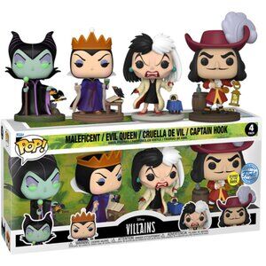 Funko Pop 4-Pack [ Maleficent + Evil Queen + Cruella De Vil + Captain Hook ] NEW